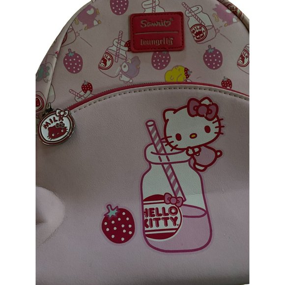 Loungefly Sanrio Hello Kitty Strawberry Milk Pink Mini Backpack - Picture 2 of 7